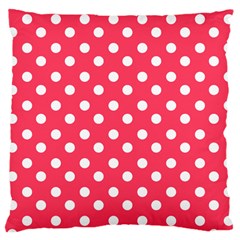 Hot Pink Polka Dots Large Cushion Case (one Side) by GardenOfOphir