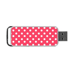 Hot Pink Polka Dots Portable Usb Flash (two Sides) by GardenOfOphir