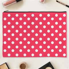 Hot Pink Polka Dots Cosmetic Bag (xxxl) by GardenOfOphir