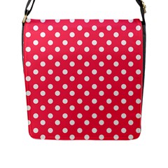 Hot Pink Polka Dots Flap Closure Messenger Bag (l) by GardenOfOphir