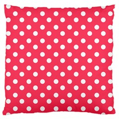 Hot Pink Polka Dots Standard Premium Plush Fleece Cushion Case (one Side) by GardenOfOphir