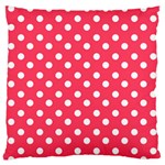 Hot Pink Polka Dots Large Premium Plush Fleece Cushion Case (One Side) Front