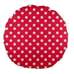 Hot Pink Polka Dots Large 18  Premium Flano Round Cushions by GardenOfOphir