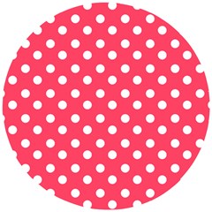 Hot Pink Polka Dots Wooden Puzzle Round by GardenOfOphir