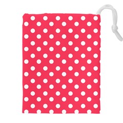 Hot Pink Polka Dots Drawstring Pouch (4xl) by GardenOfOphir