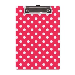 Hot Pink Polka Dots A5 Acrylic Clipboard by GardenOfOphir