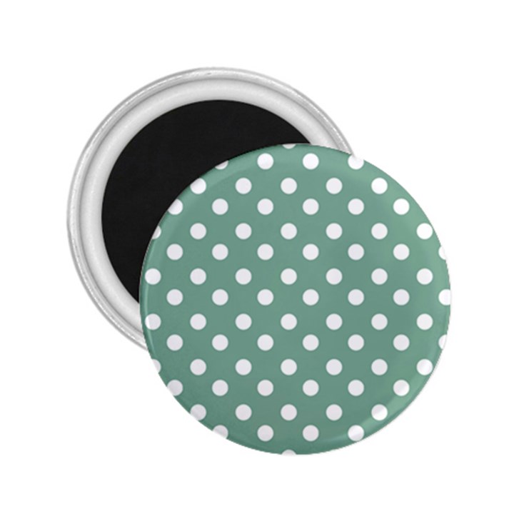 Mint Green Polka Dots 2.25  Magnets