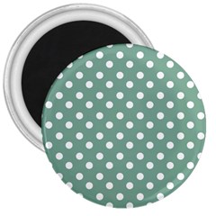 Mint Green Polka Dots 3  Magnets by GardenOfOphir