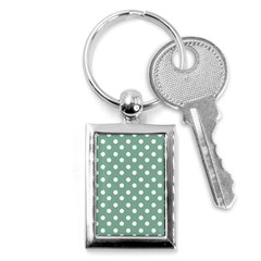 Mint Green Polka Dots Key Chain (rectangle) by GardenOfOphir