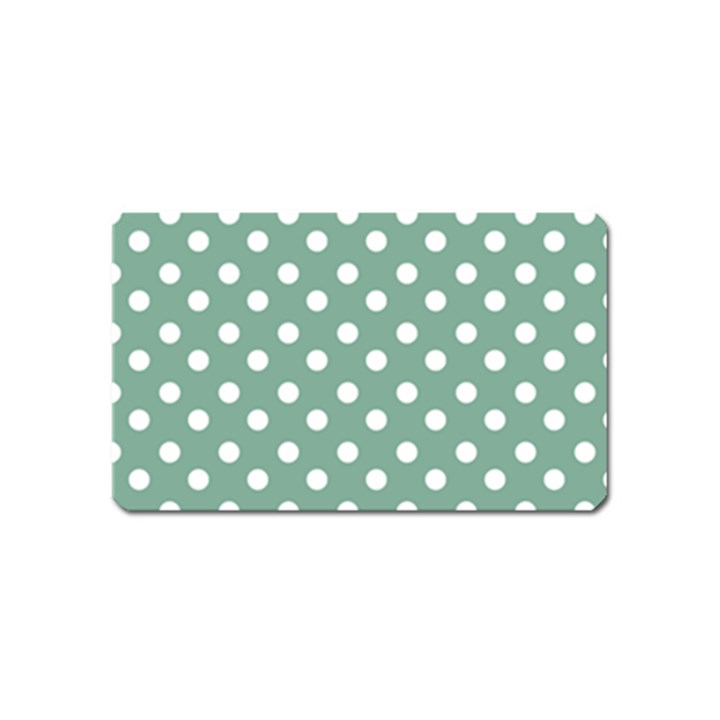 Mint Green Polka Dots Magnet (Name Card)