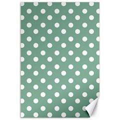 Mint Green Polka Dots Canvas 12  X 18  by GardenOfOphir