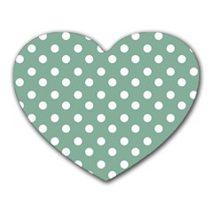 Mint Green Polka Dots Heart Mousepad by GardenOfOphir