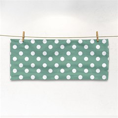 Mint Green Polka Dots Hand Towel by GardenOfOphir