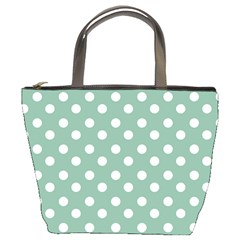 Mint Green Polka Dots Bucket Bag by GardenOfOphir