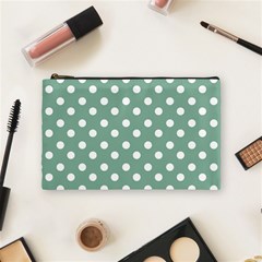 Mint Green Polka Dots Cosmetic Bag (medium)