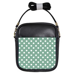 Mint Green Polka Dots Girls Sling Bag by GardenOfOphir