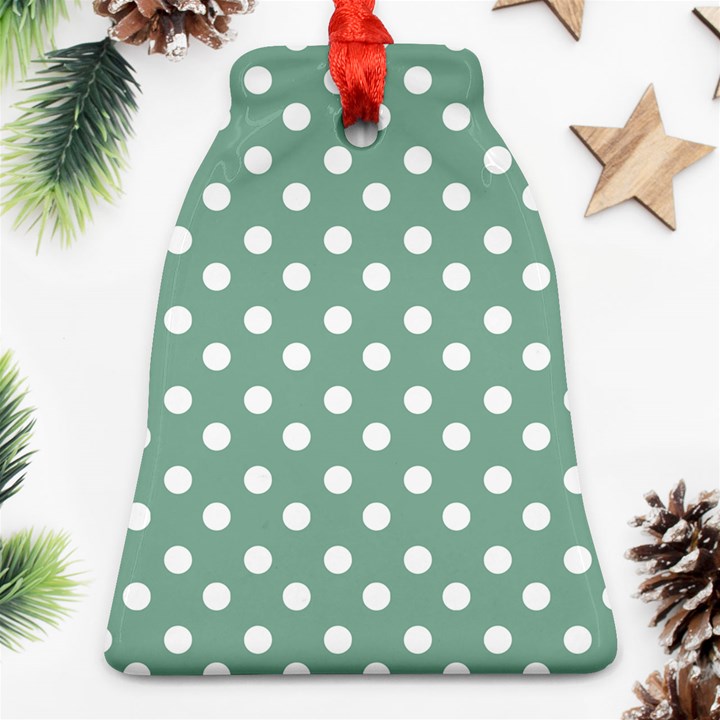 Mint Green Polka Dots Ornament (Bell)