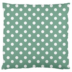 Mint Green Polka Dots Large Cushion Case (one Side) by GardenOfOphir