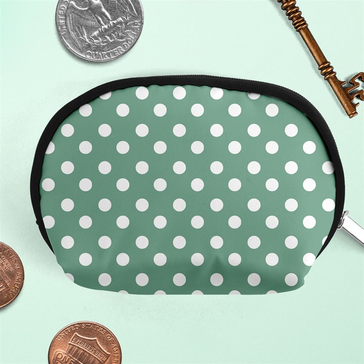 Mint Green Polka Dots Accessory Pouch (Medium)