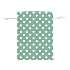 Mint Green Polka Dots Lightweight Drawstring Pouch (l) by GardenOfOphir