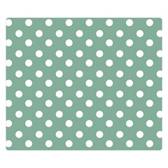 Mint Green Polka Dots One Side Premium Plush Fleece Blanket (small)