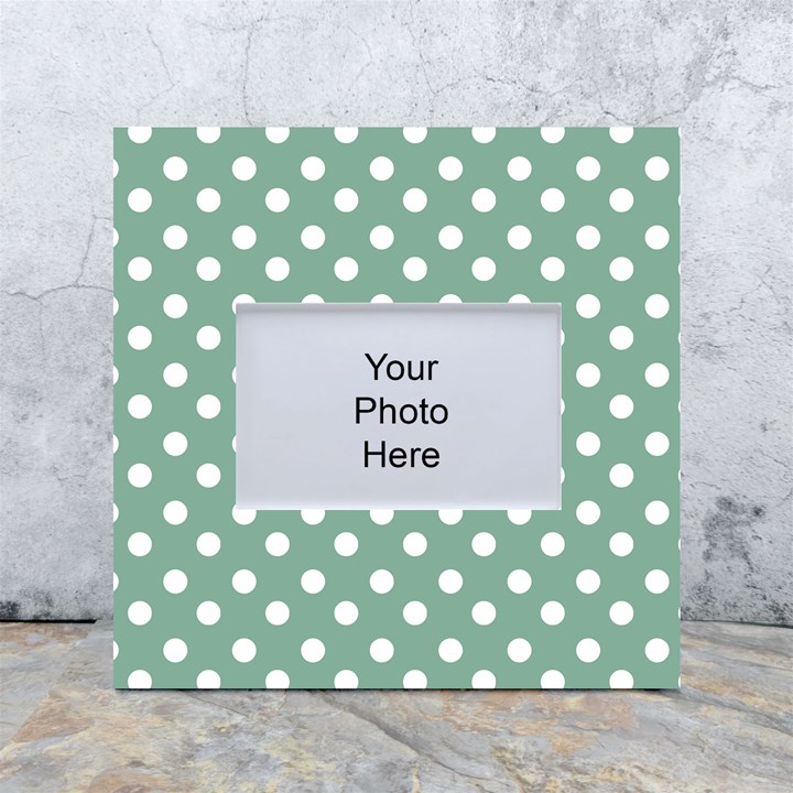 Mint Green Polka Dots White Box Photo Frame 4  x 6 