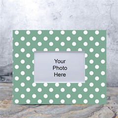 Mint Green Polka Dots White Tabletop Photo Frame 4 x6  by GardenOfOphir