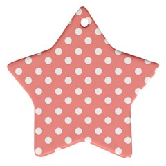 Coral And White Polka Dots Ornament (star)