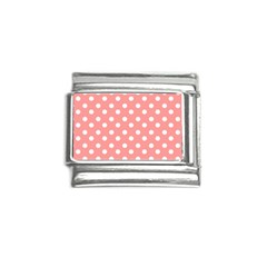 Coral And White Polka Dots Italian Charm (9mm) by GardenOfOphir