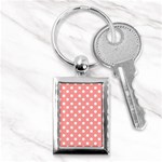 Coral And White Polka Dots Key Chain (Rectangle) Front