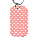 Coral And White Polka Dots Dog Tag (Two Sides) Front