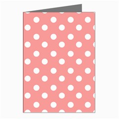 Coral And White Polka Dots Greeting Cards (pkg Of 8) by GardenOfOphir