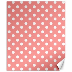 Coral And White Polka Dots Canvas 8  X 10  by GardenOfOphir