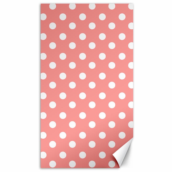 Coral And White Polka Dots Canvas 40  x 72 