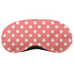 Coral And White Polka Dots Sleeping Mask by GardenOfOphir