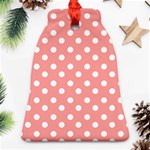 Coral And White Polka Dots Bell Ornament (Two Sides) Front