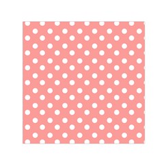 Coral And White Polka Dots Square Satin Scarf (30  X 30 ) by GardenOfOphir