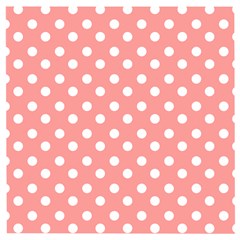 Coral And White Polka Dots Wooden Puzzle Square by GardenOfOphir