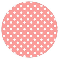 Coral And White Polka Dots Round Trivet by GardenOfOphir