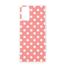 Coral And White Polka Dots Samsung Galaxy Note 20 Tpu Uv Case by GardenOfOphir