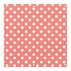 Coral And White Polka Dots Banner And Sign 3  X 3  by GardenOfOphir