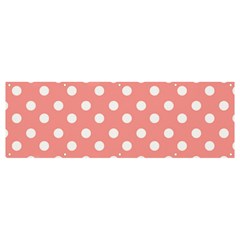 Coral And White Polka Dots Banner And Sign 12  X 4  by GardenOfOphir