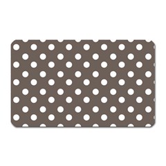 Brown And White Polka Dots Magnet (rectangular) by GardenOfOphir