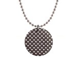 Brown And White Polka Dots 1  Button Necklace Front