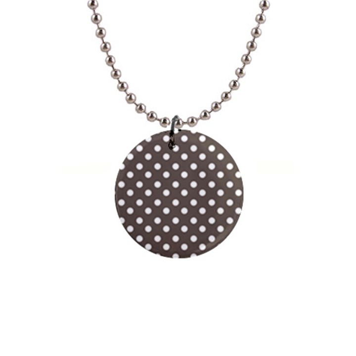 Brown And White Polka Dots 1  Button Necklace