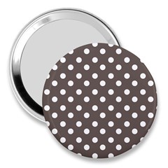 Brown And White Polka Dots 3  Handbag Mirrors by GardenOfOphir