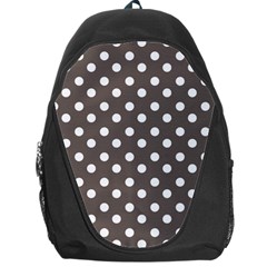 Brown And White Polka Dots Backpack Bag by GardenOfOphir