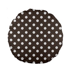 Brown And White Polka Dots Standard 15  Premium Round Cushions by GardenOfOphir