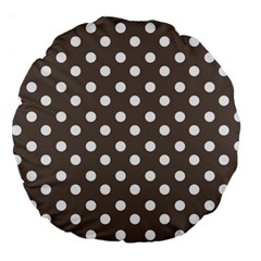 Brown And White Polka Dots Large 18  Premium Round Cushions by GardenOfOphir