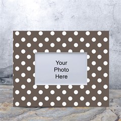 Brown And White Polka Dots White Tabletop Photo Frame 4 x6  by GardenOfOphir